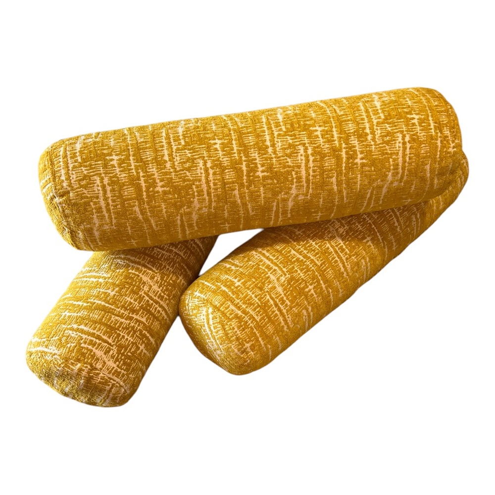 VINTAGE Yellow Decor Long Pillows (Set of 3)
